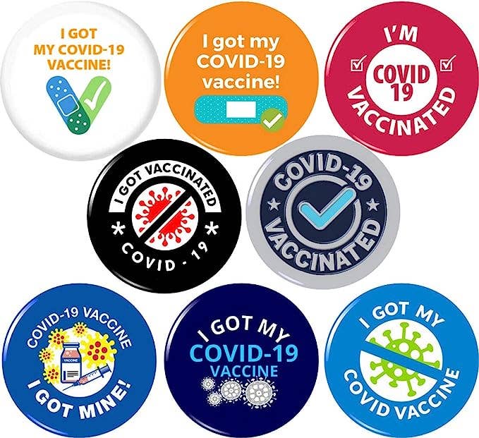 Pinbax Express – Großhandel Anstecker/Button – Ich habe meinen COVID-19-Impfstoff, 8 x 2,5 cm (25 mm) starke Gesichtsmasken0