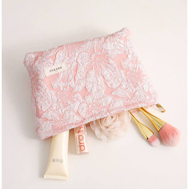 Dipped Shop - Wholesale Makeup/Cosmetic Bag - Floral Jacquard Portable Cosmetic Bag DPB10033