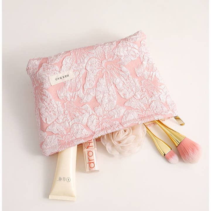 Dipped Shop - Wholesale Makeup/Cosmetic Bag - Floral Jacquard Portable Cosmetic Bag DPB10033