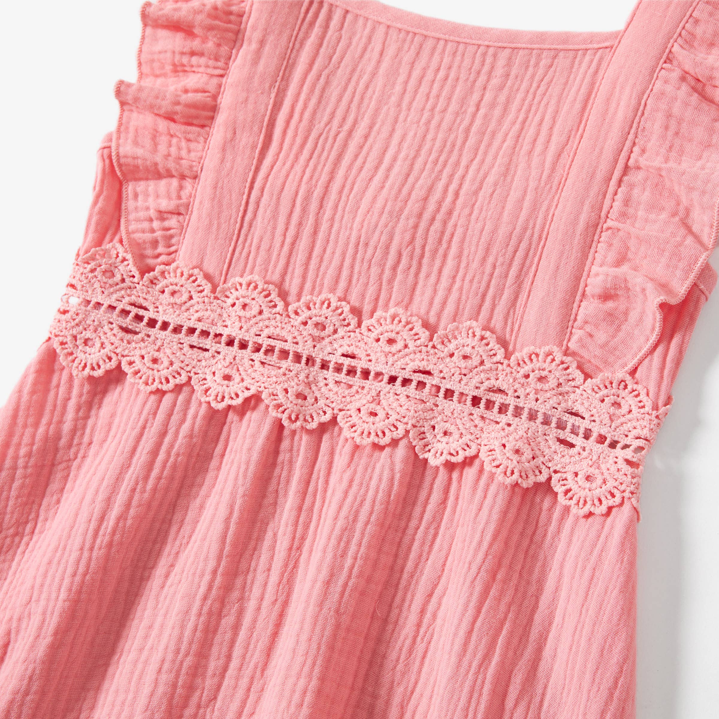 Pink Family Matching Plaid Shirt or Shirred Back Lace Dress Sets for wholesale on Faire6