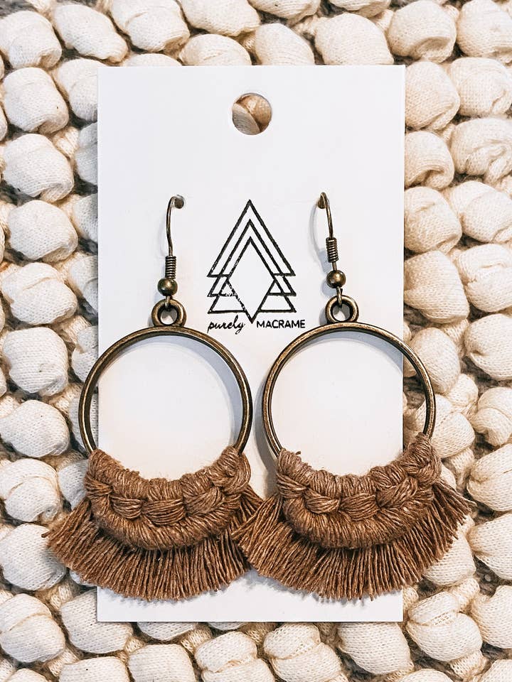 Mocha Runda Örhängen för wholesale av Purely Macrame