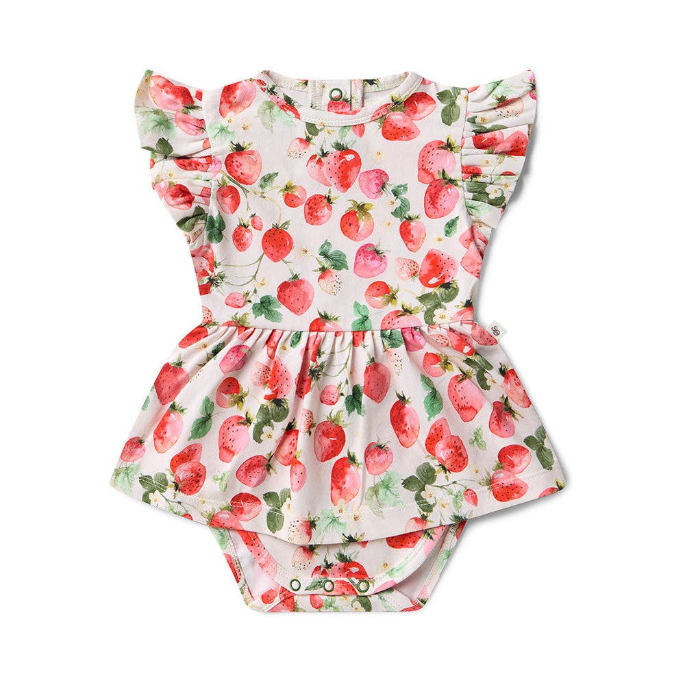 Snuggle Hunny - Wholesale Dress – Baby - Strawberry Short Sleeve Organic Dress1
