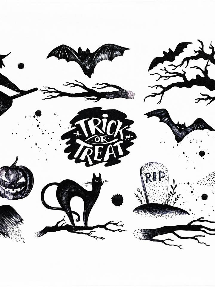 Halloween Trick or Treat Large Cotton Tea Towel for wholesale by Half a Donkey