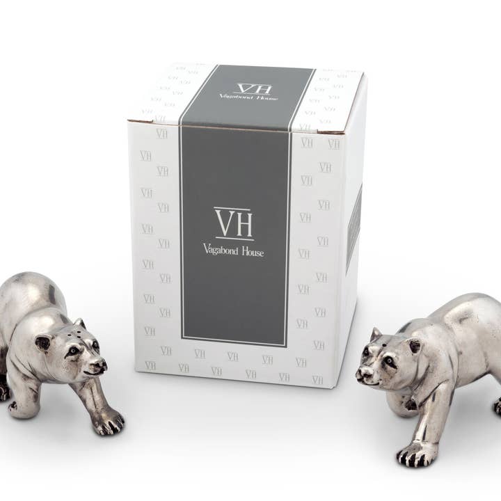 Vagabond House - Wholesale Salt & Pepper Shaker Set - Pewter Polar Bear Salt & Pepper Shaker