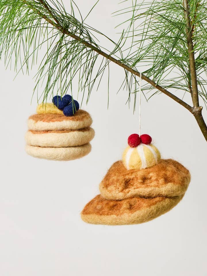 Felted Breakfast Ornament for wholesale by Farmhouse Pottery
