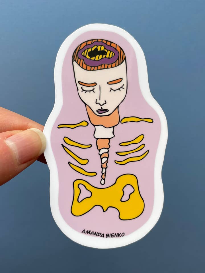 Adhesivo con diseño de esqueleto en colores pastel de Sugar Goth para venta al por mayor de A.J.B- art goodies