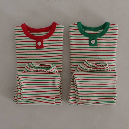 Christmas Pajama | Stripes Long Sleeves and Pants Set Kids for wholesale by peekaboo