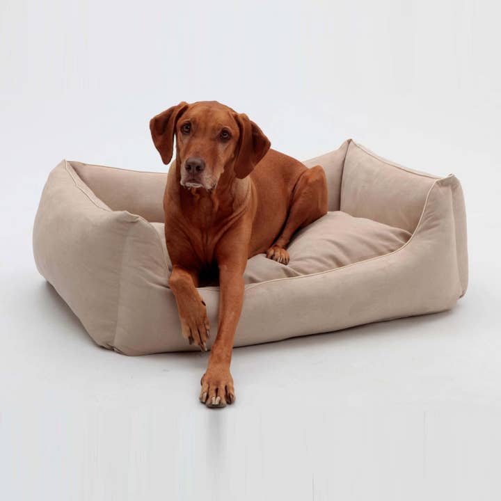 Alcanterra dog bed box bed sand beige for wholesale by DOGS in the CITY®