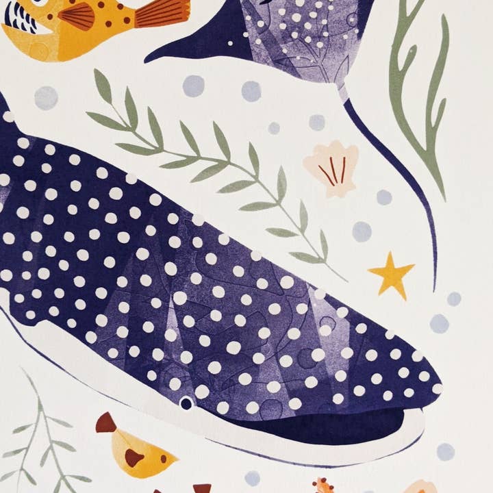 Slow Sunday - Wholesale Art Print - Kids & Baby - ‘Deep Blue Sea’ Whale Shark, Hammerhead And Sea Creatures Fine Art Print For Children6