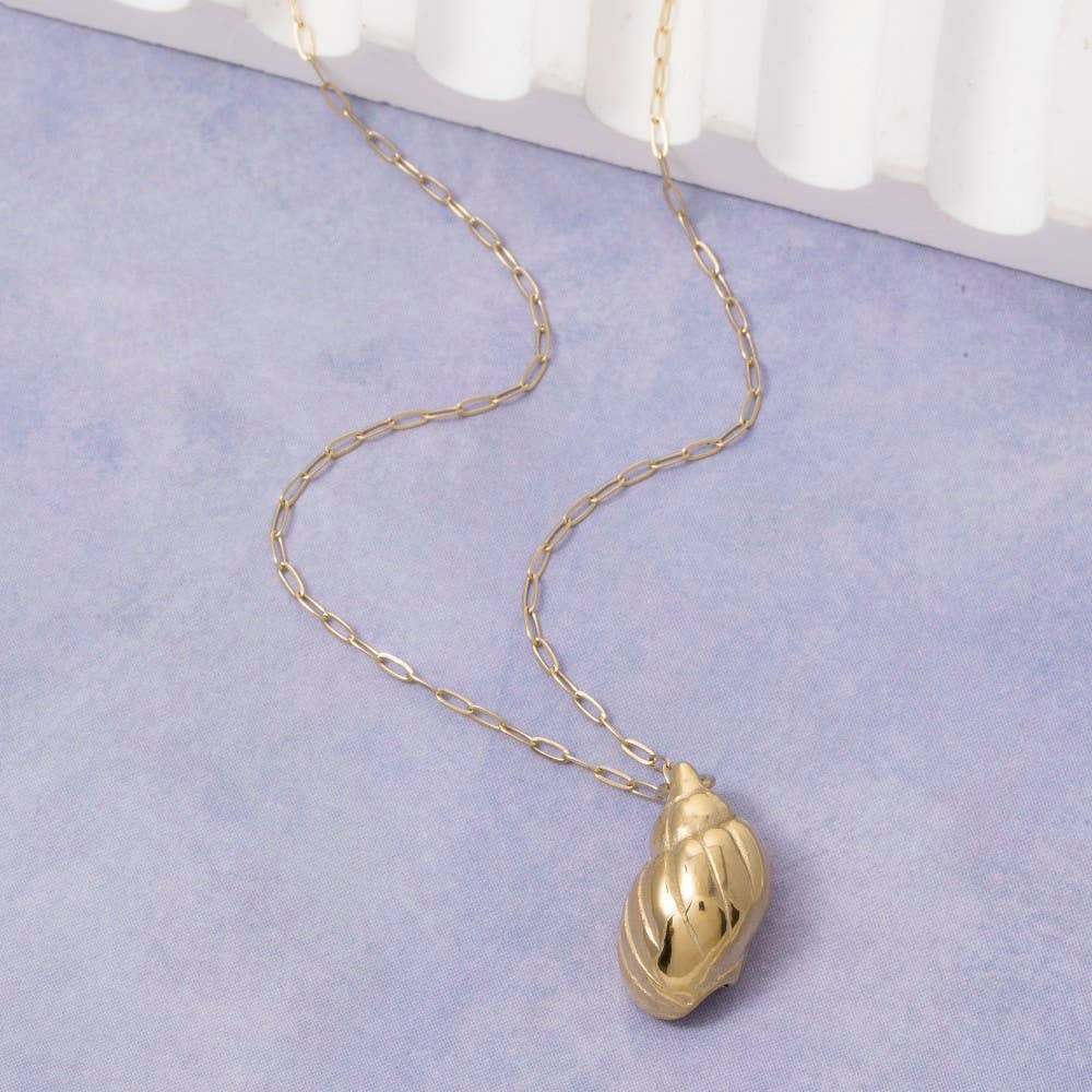 G Collana con pendente a forma di conchiglia cono in acciaio inossidabile in vendita all'ingrosso su Faire0