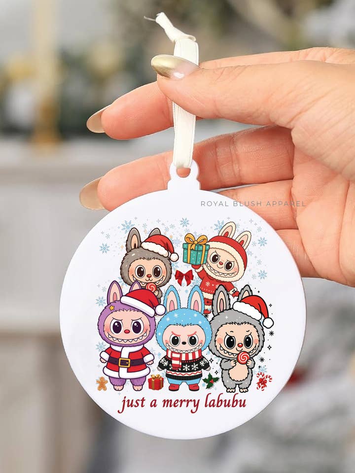 Solo un adesivo UV DTF per ornamento acrilico Labubu allegro da 3" per la vendita all'ingrosso da parte di RBA Transfers