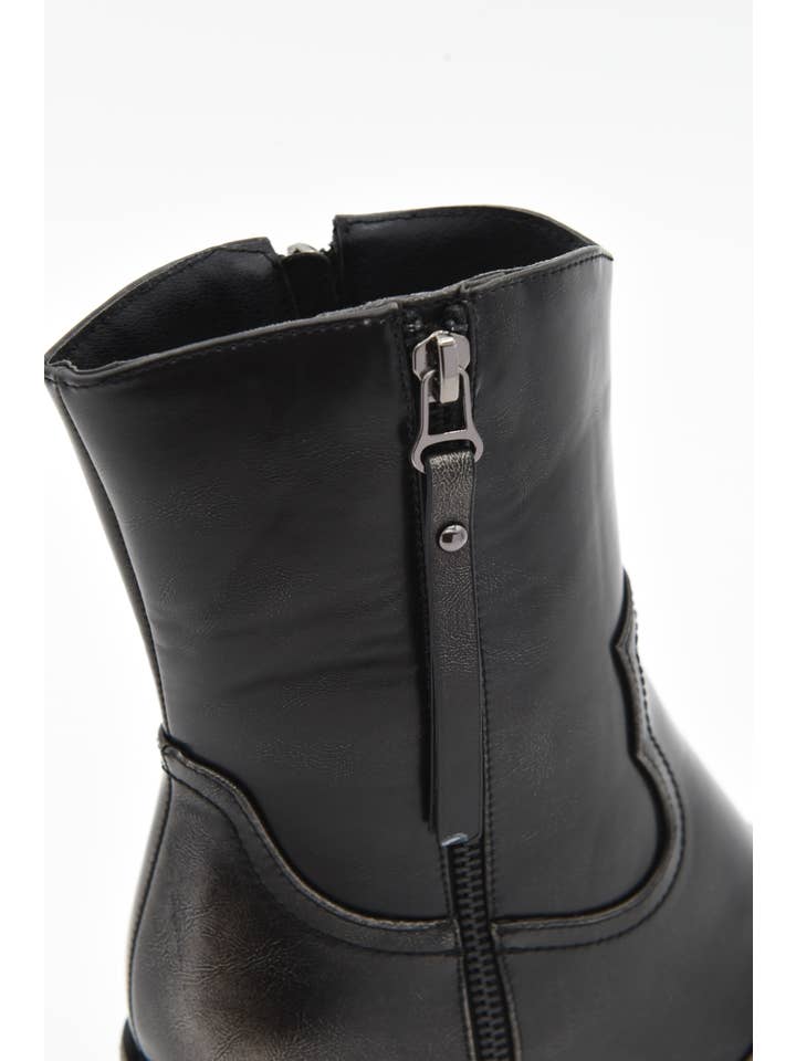 Azarey - Wholesale Cowboy Boots - Women's - Cowboy ankle boot side zipper and embroidered toe 462K1746