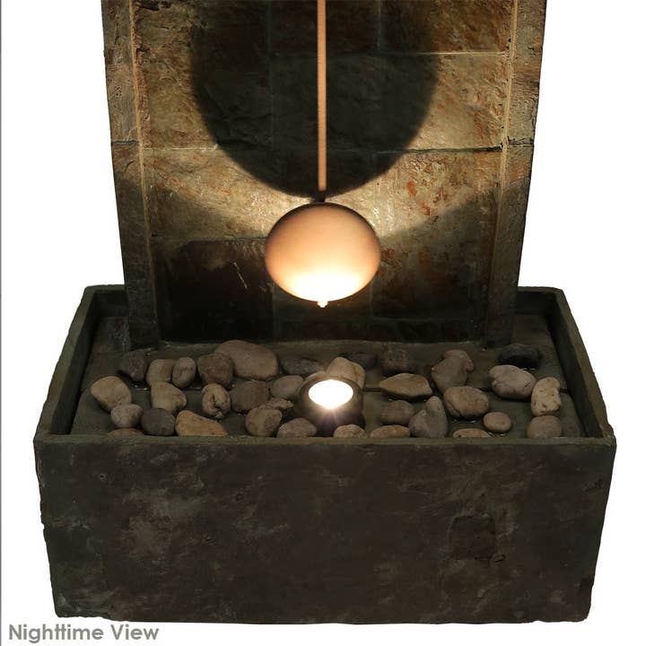 Sunnydaze Decor - Wholesale Outdoor Ornament/Decor - Slate/Copper Clock Waterfall Fountain with Lights - 49 in