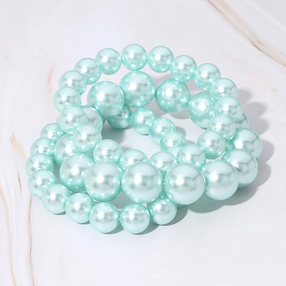 Sensibling Corp. – wholesale Beaded bracelet – 3PCS - Pearl Beaded Stretch Multi Layered Bracelets18
