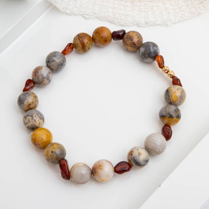 Bracelet d'Agate mexicaine et de grenat for wholesale by Bijoux Lyne Meikle