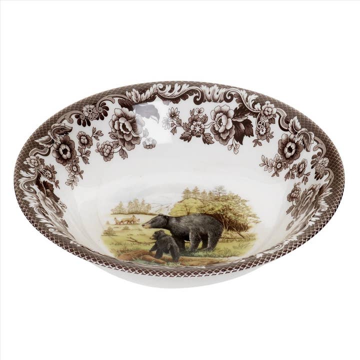 Spode Woodland Ascot Cereal Bowl 8 inch (Black Bear) for wholesale by Portmeirion, Spode, Pimpernel, Nacthmann, Wrendale Designs