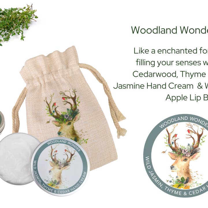 „Woodland Wonder“ Beauty Bag Håndcreme, læbebalsam sæt for engroshandel hos Love Country