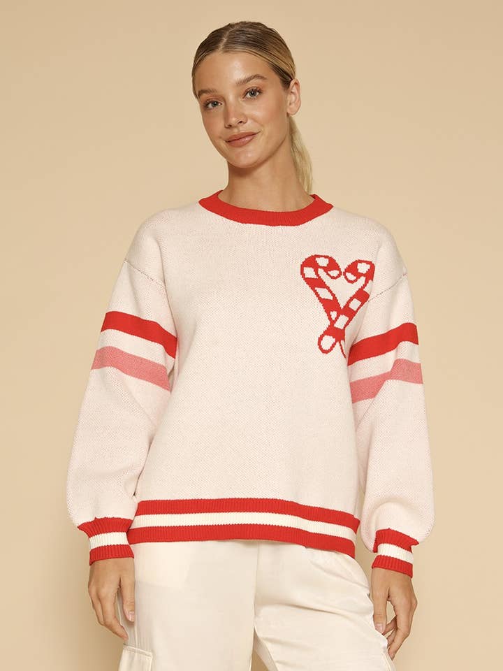 Candy cane knit sweater for wholesale by Miss Sparkling