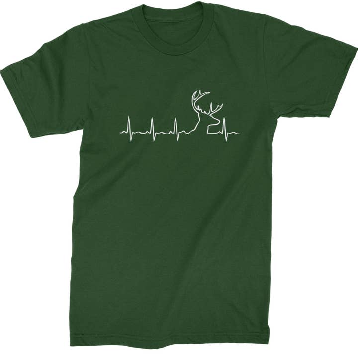 Hunting Heartbeat Deer Hunter Buck Stag Antlers Mens T-shirt for wholesale by Expression Tees