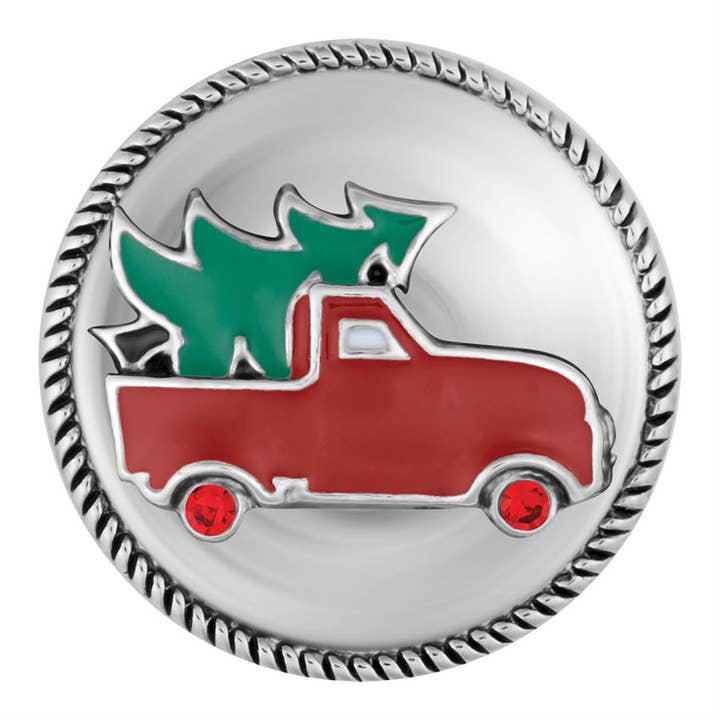 Ginger Snaps - Wholesale Snap Jewelry - Vintage Holiday Truck with Christmas Tree Snap