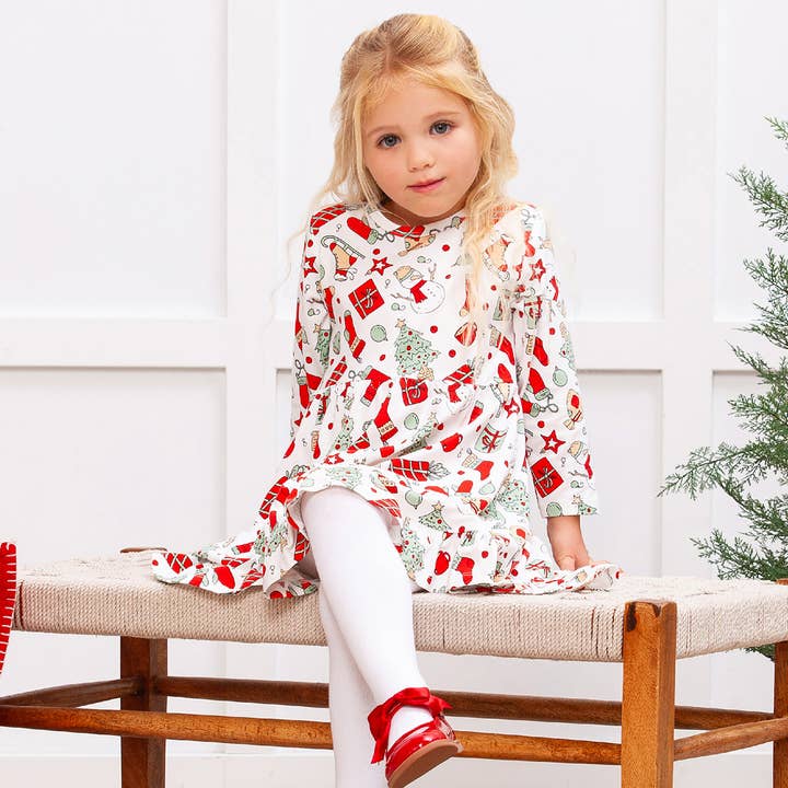 Christmas Bamboo Twirl Dress - Family Matching for wholesale by Tesa Babe