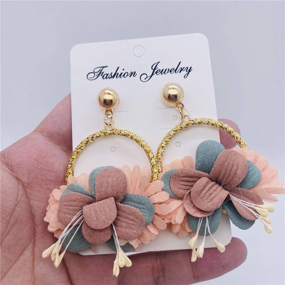 Mio Queena - Venta al por mayor Pendientes colgantes - Pendientes de corona de flores hechos a mano retro0