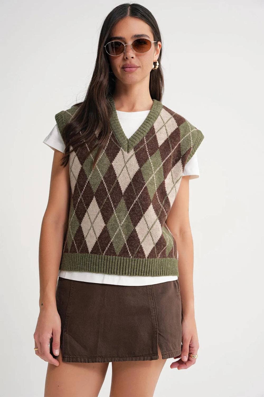 Hoxton Gal - Vendita all'ingrosso Maglione smanicato - Donna - Gilet Maglia a Motivo Argyle6