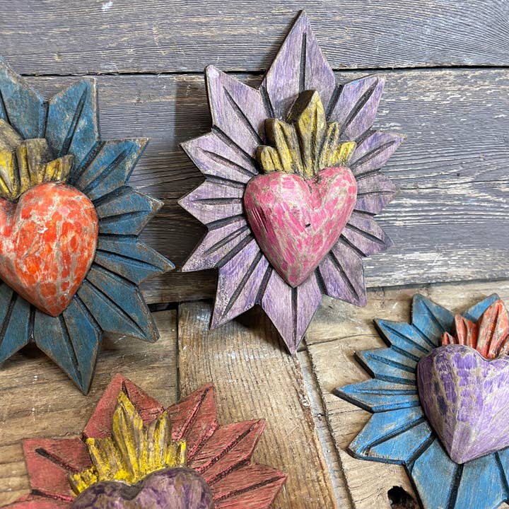 My Amigos Imports - Wholesale Wall Decor - Kids & Baby - Sacred Heart Carved Wall-ER-5Wx7H-Assorted Colors3