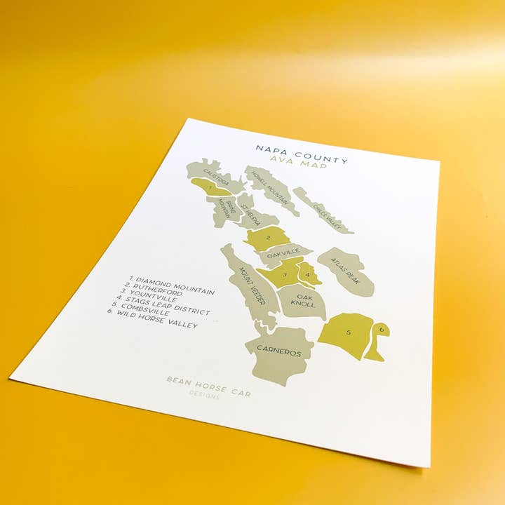 Bean Horse Car Designs - Wholesale Art Print - AVA Wine Map - North Coast - Napa Labeled Art Print5