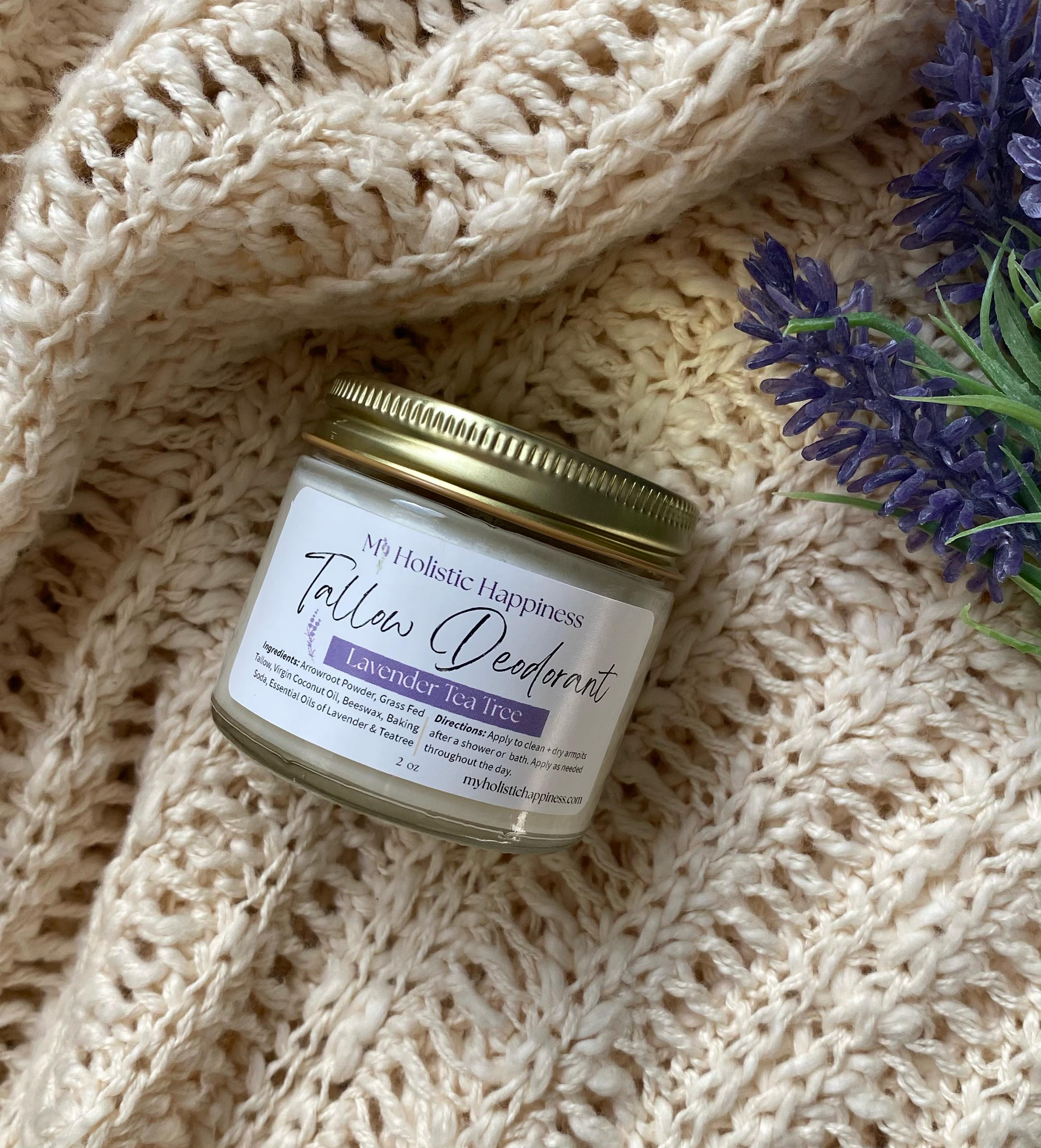 My Holistic Happiness - Wholesale Deodorant - Unisex - Lavender Tea Tree Natural Tallow Deodorant Aluminum Free1