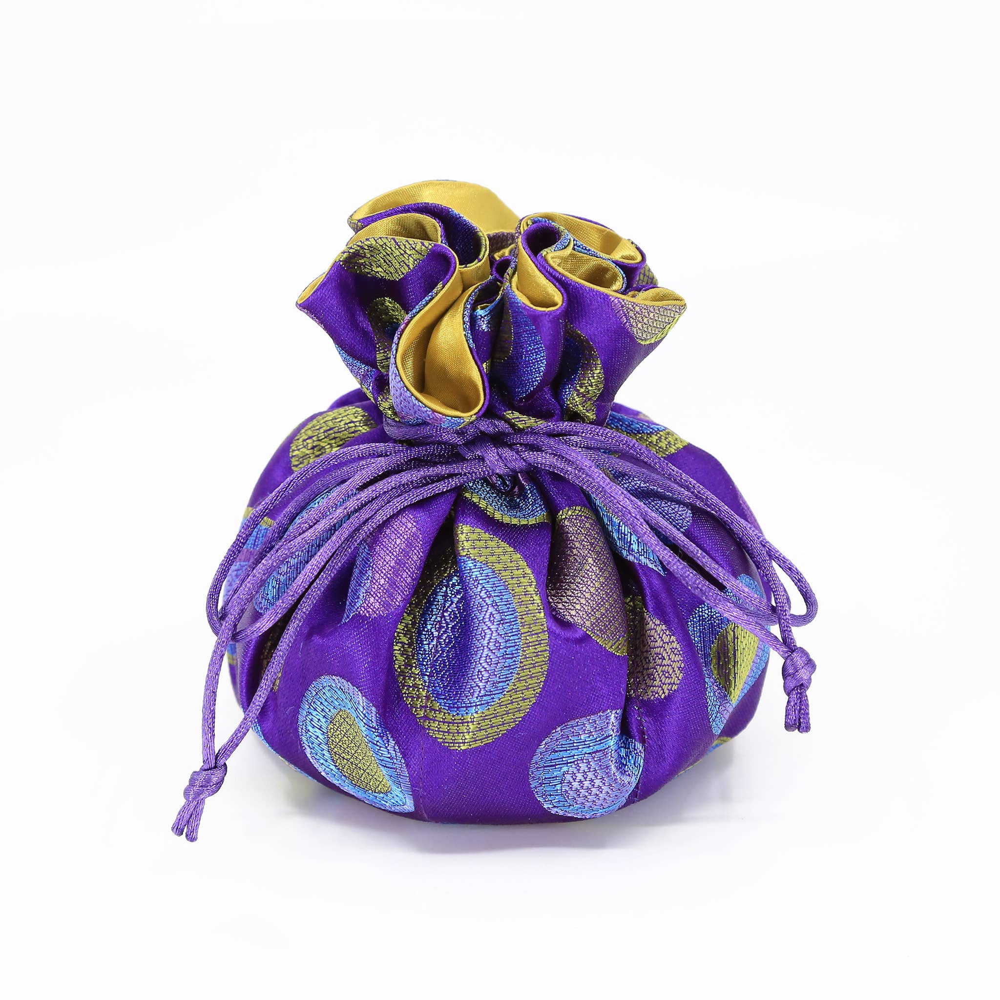 Cathayana - Wholesale Jewelry Box/Organizer - Polka Dots Brocade Jewelry Pouch0