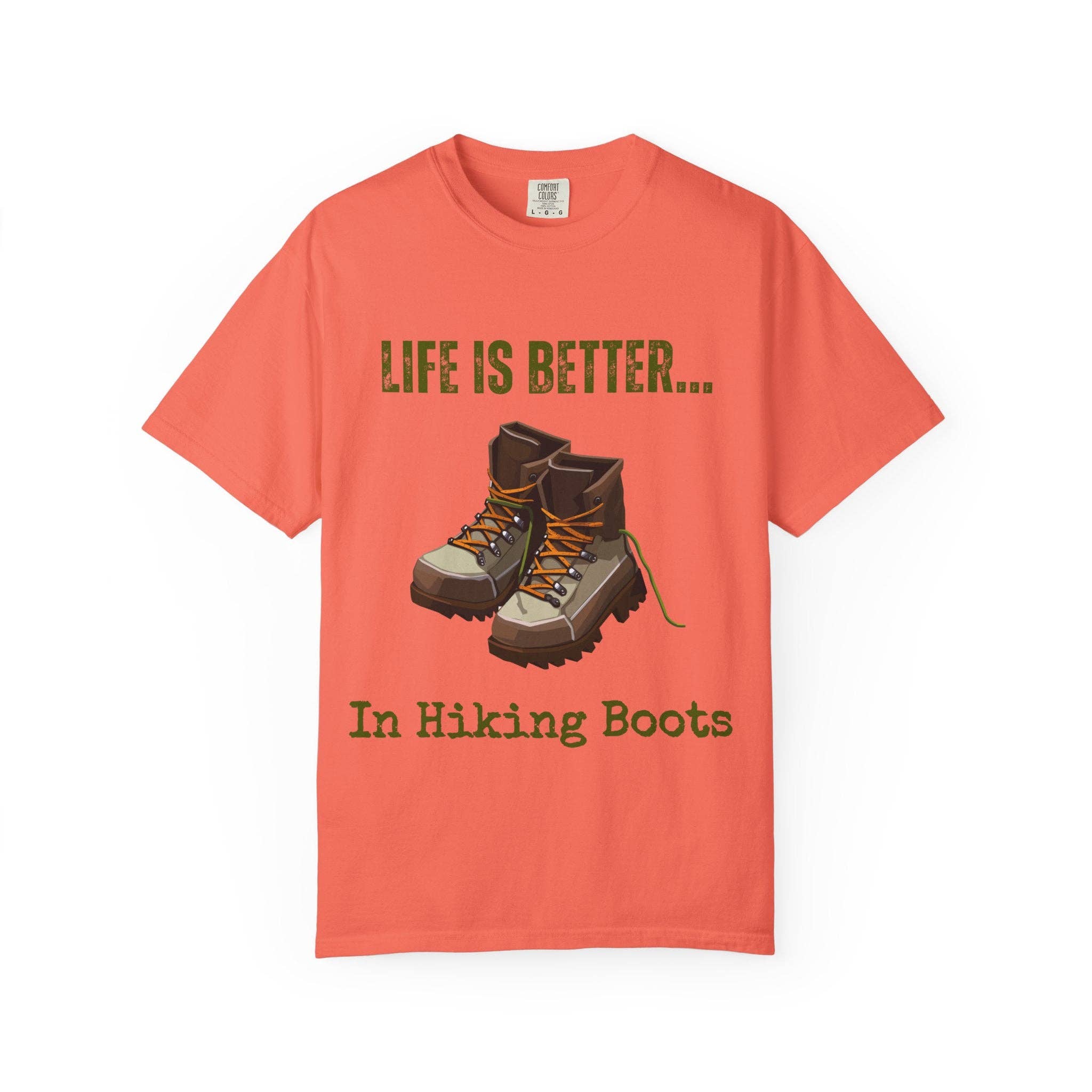 Restored By Nature Company - Wholesale Screen Printed T-Shirt - Unisex - Unisex Graphic Tee – Life Is Better…In Hiking Boots – Soft Cotton21