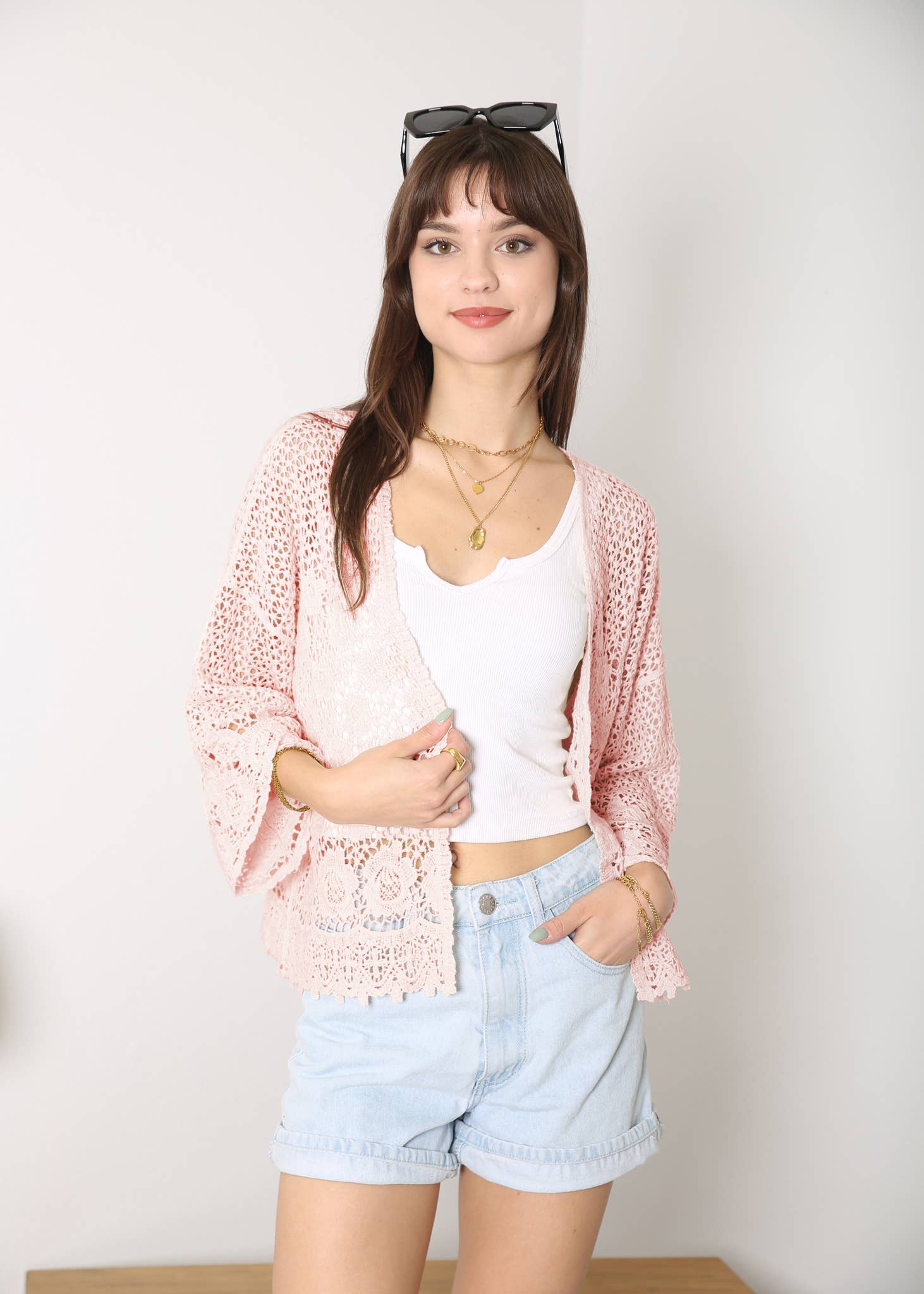 Anna Kaci Wholesale - Wholesale Kimono - Women's - Womens Short Embroidered Lace Kimono Crop Cardigan Half14