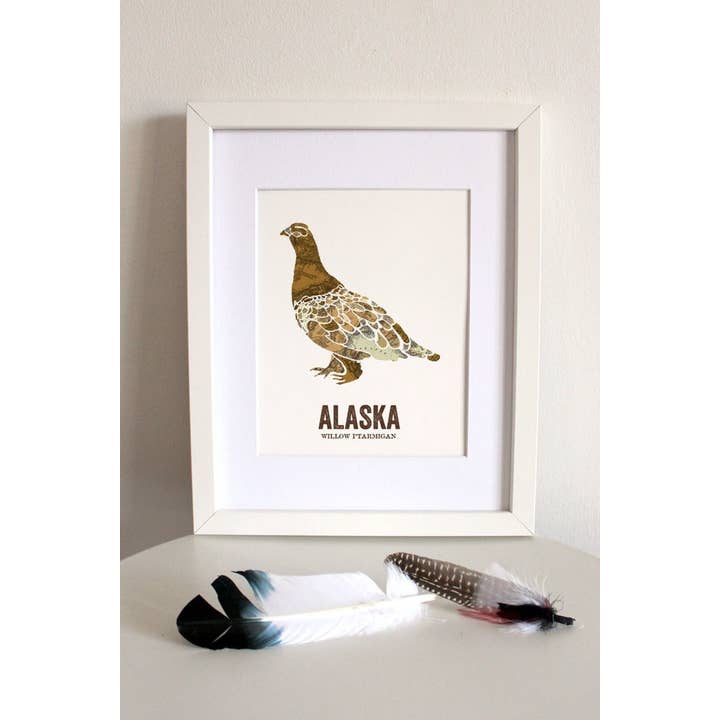 Wooden Pencil Company - Wholesale Art Print - Alaska State Bird, Map prints - Willow Ptarmigan3