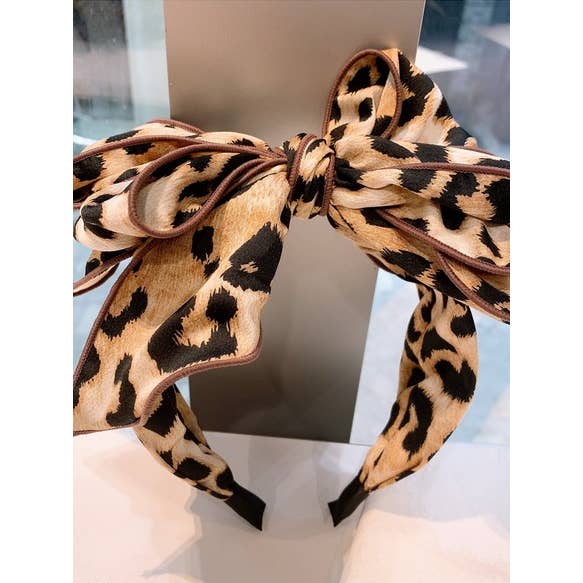 KiddieKickz - Wholesale Fashion Headband - Kids - On The Prowl Animal Print Bow Headband