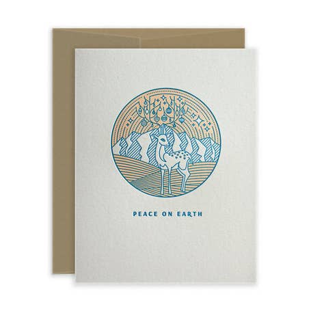 Fred på jorden Hjorte Bogstavtryk lykønskningskort for engroshandel hos Lickety Split Press