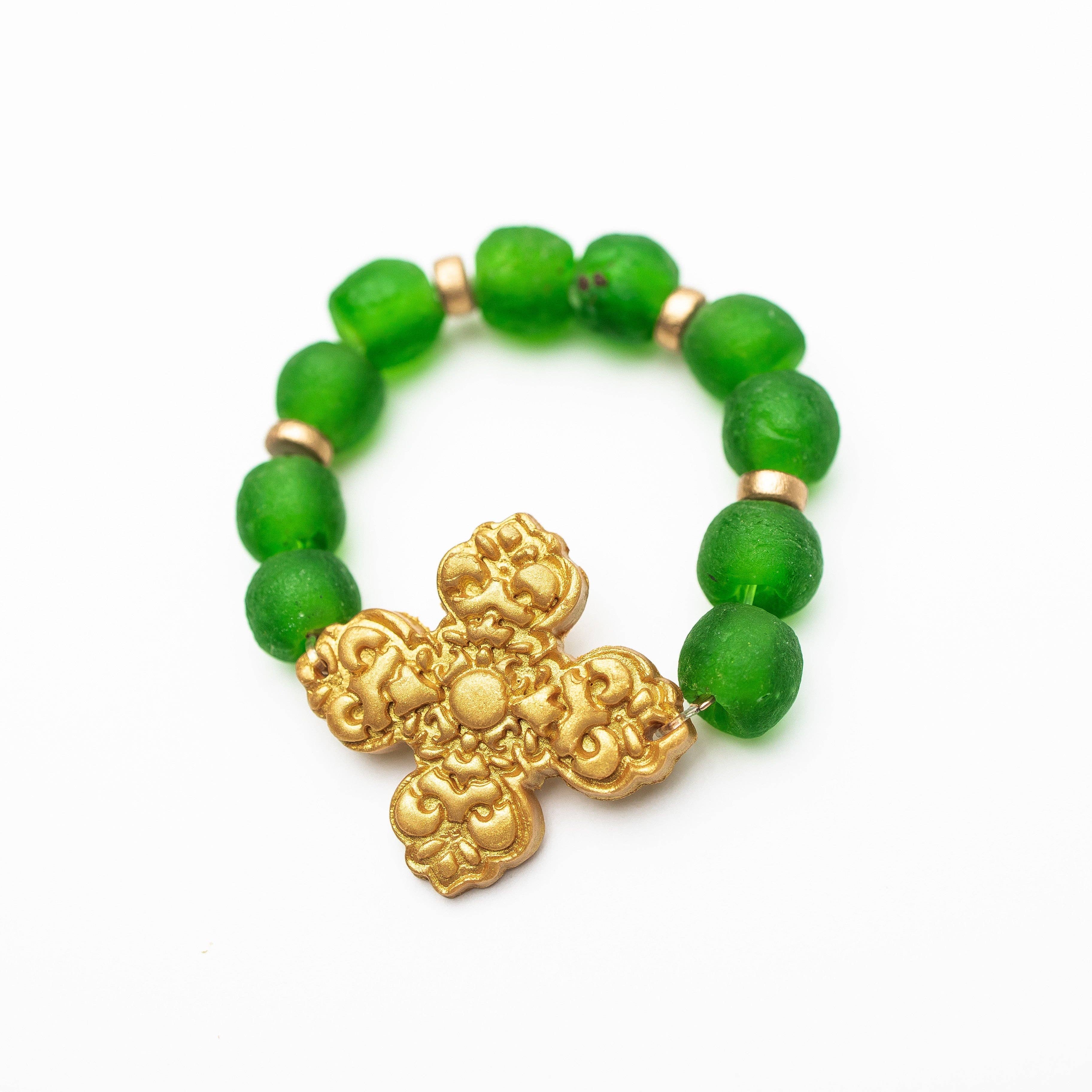 Hidden Truth Jewelry - Wholesale Beaded Bracelet - Green Glass with Andrea1