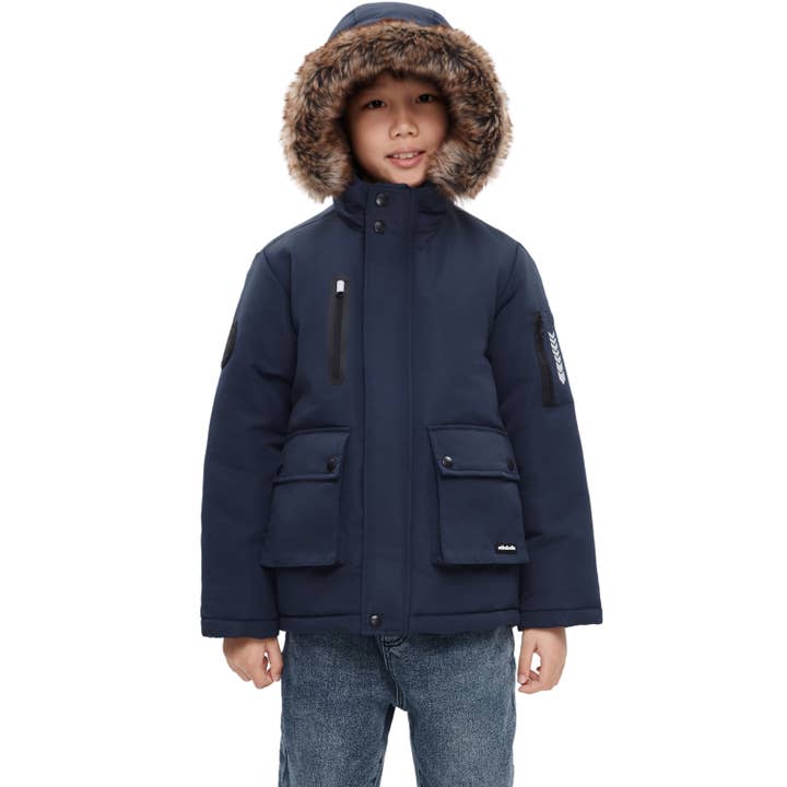Rokka & Rolla - Wholesale Parka - Kids - Boys' Winter Coat with Faux Fur Hood Parka Jacket3