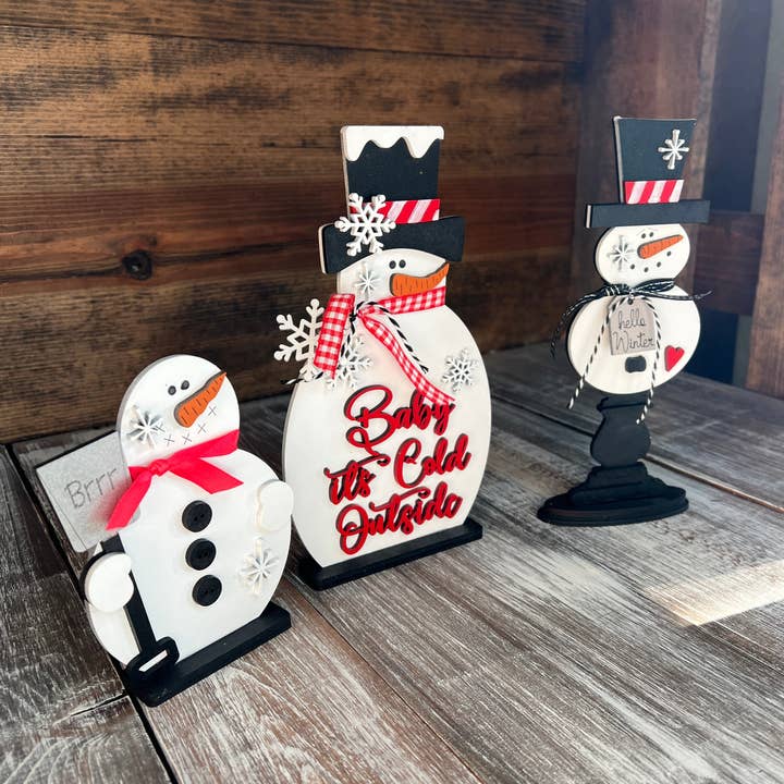 Trío de Muñecos de Nieve de Pie en Invierno para venta al por mayor de Rustic Home Co LLC