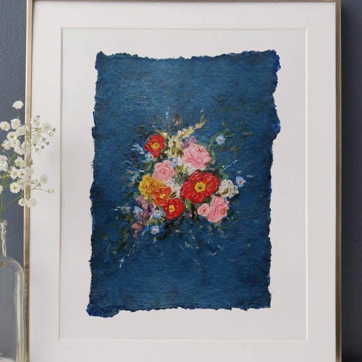Babushka Paperie - Wholesale Art Print - "Moody Blue" Floral Art Print0