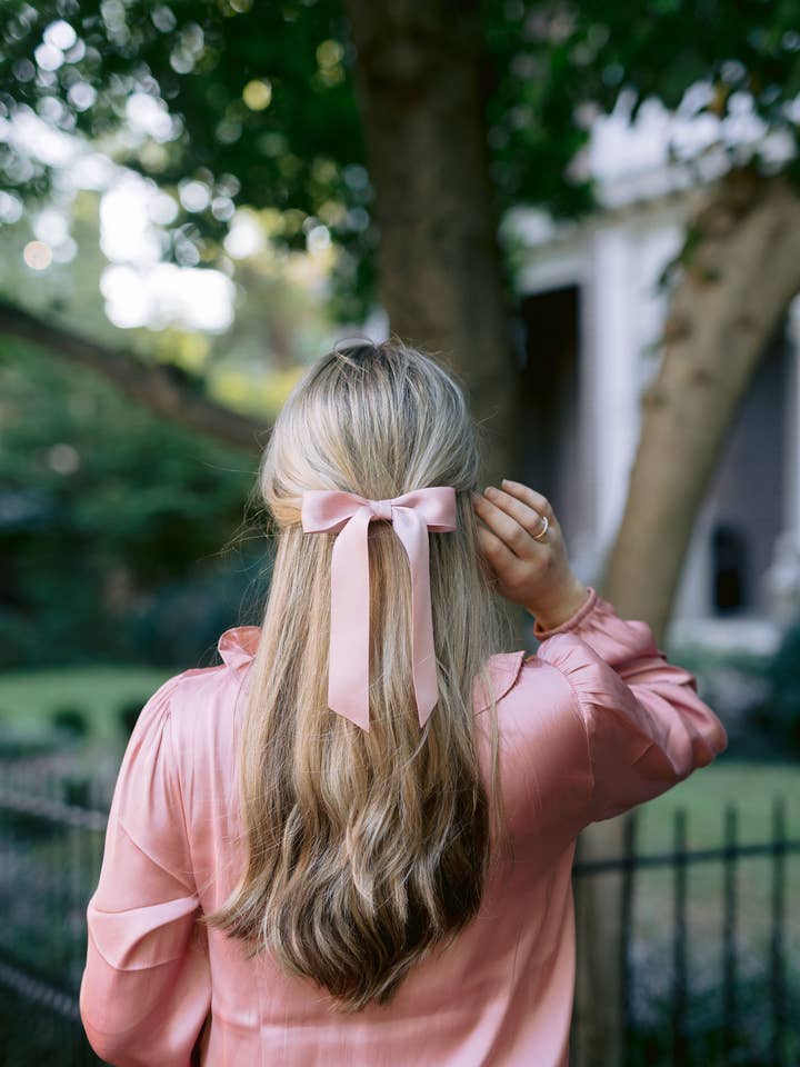 Medium Matte Satin Hair Bow Barrette | Florence Bow for wholesale by Grace & Grandeur