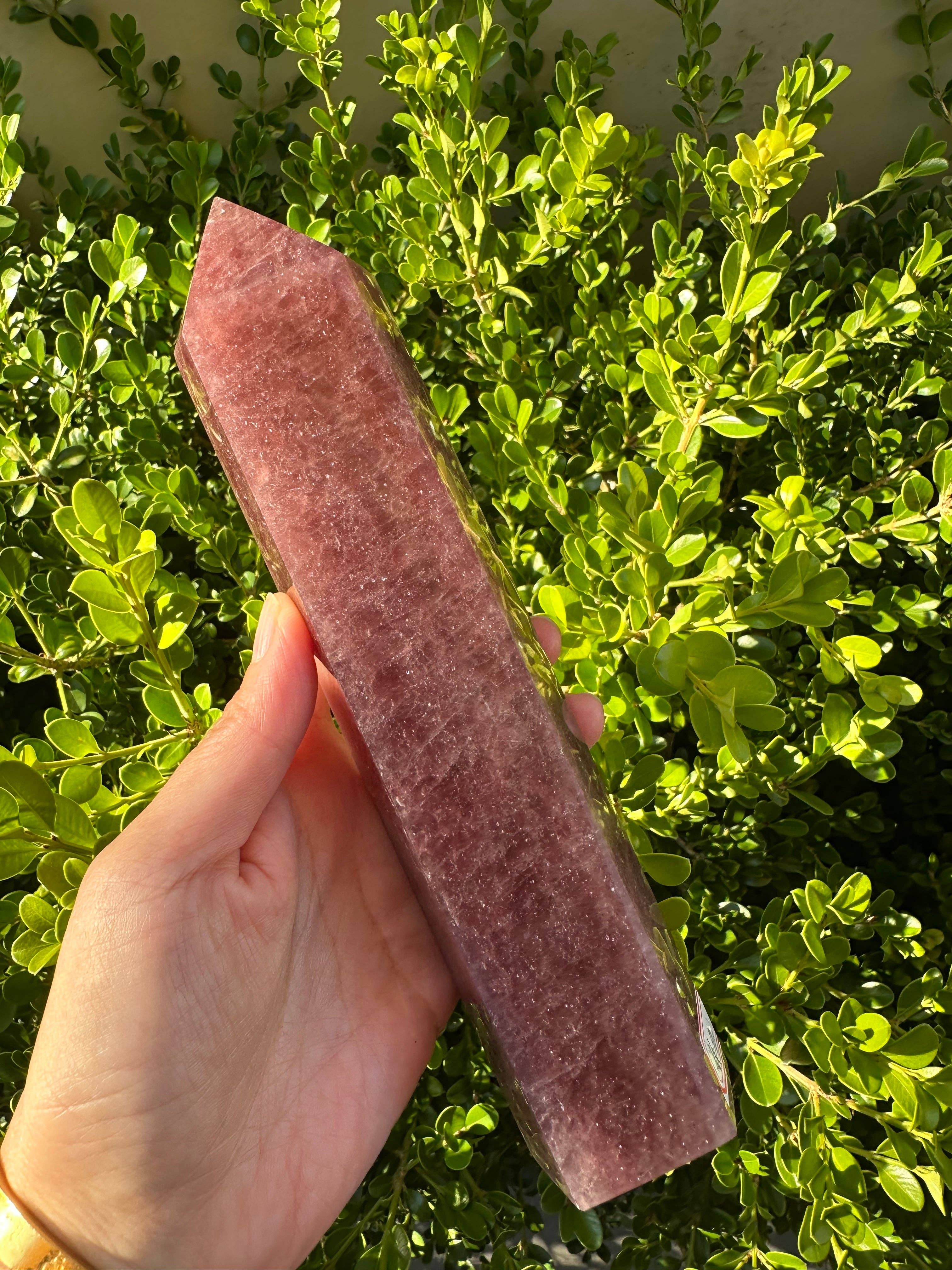 Moon Rituals - Wholesale Spiritual Stone/Crystal - Large Strawberry Quartz Crystal Tower Obelisk – Love & Emotional Healing, Christmas Crystal Gift  #34