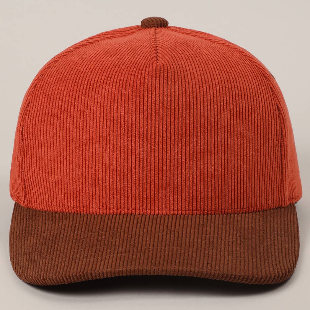 Fashion City - Wholesale Baseball Cap - Unisex - Plain Two Tone Corduroy 5 Panel Trucker Hat24