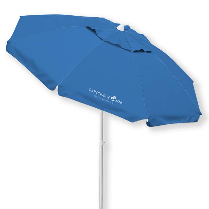 Chaby International - Wholesale Beach Umbrella - Caribbean Joe 6.5 Ft Arc Beach Umbrella with UV - Blue
