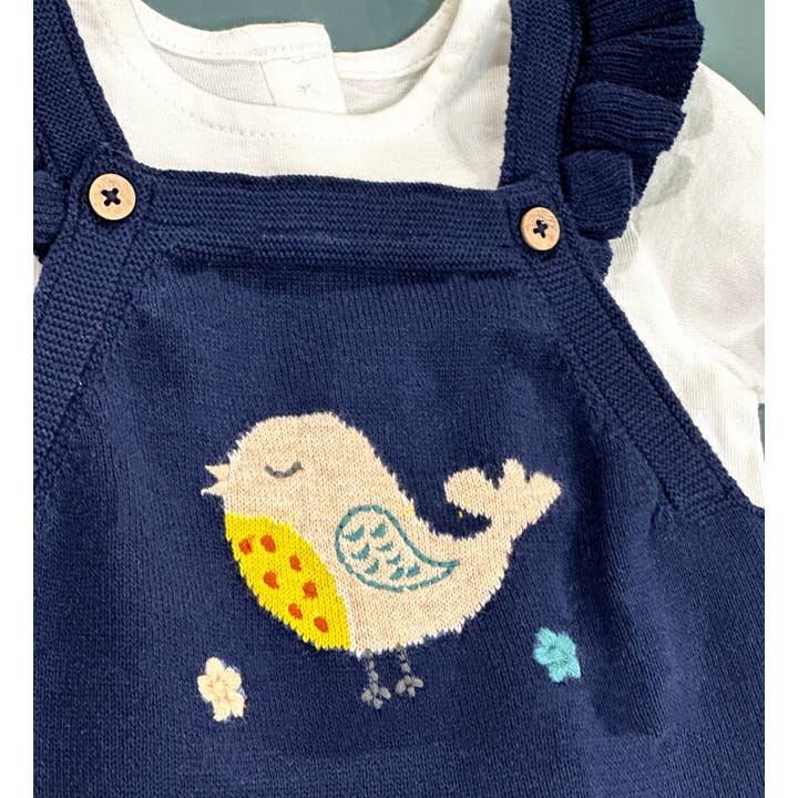 Azul Marino Vestido túnica con volantes para bebé niña y body de algodón orgánico de venta al por mayor en Faire1