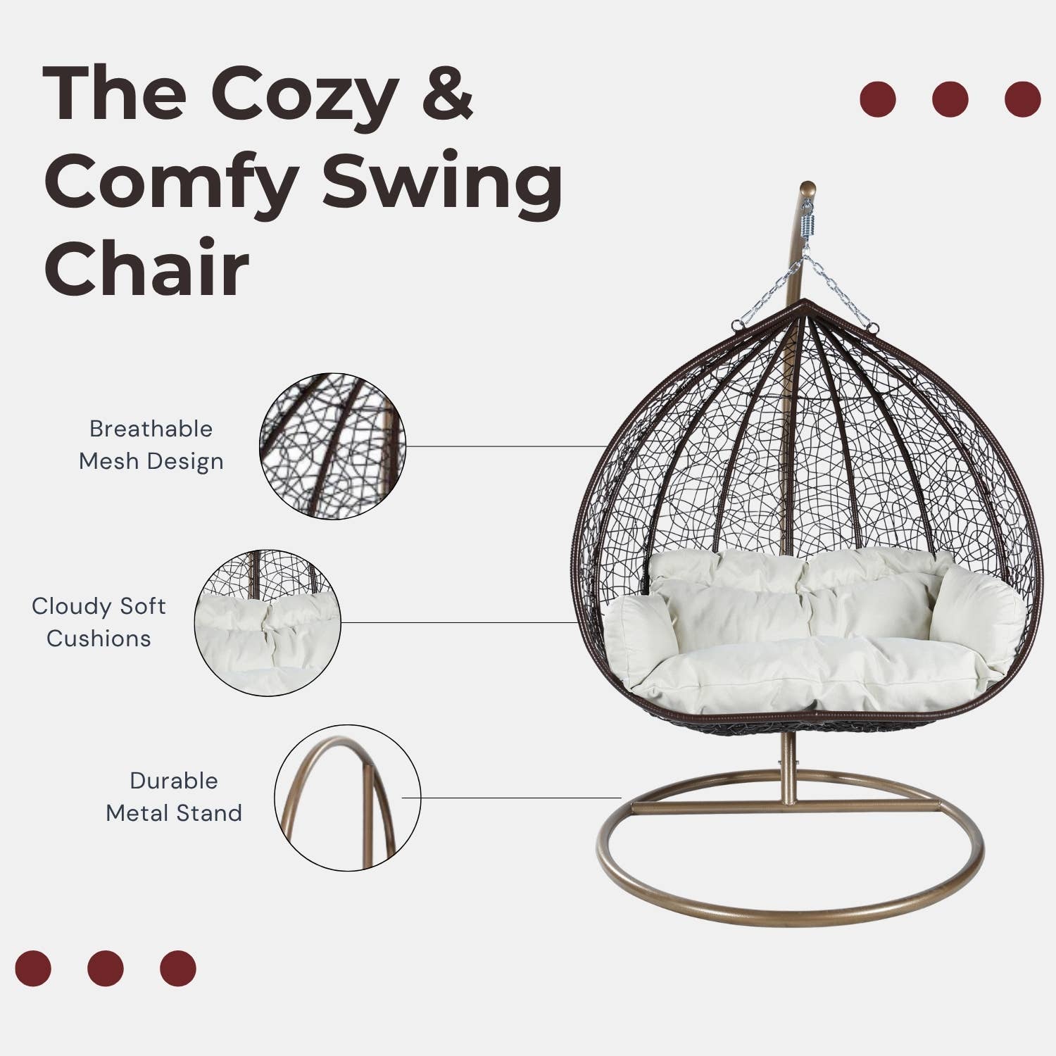 LeisureMod - Wholesale Egg Chair - Recluse Polyethylene Hanging Two-Person Swing Chair18