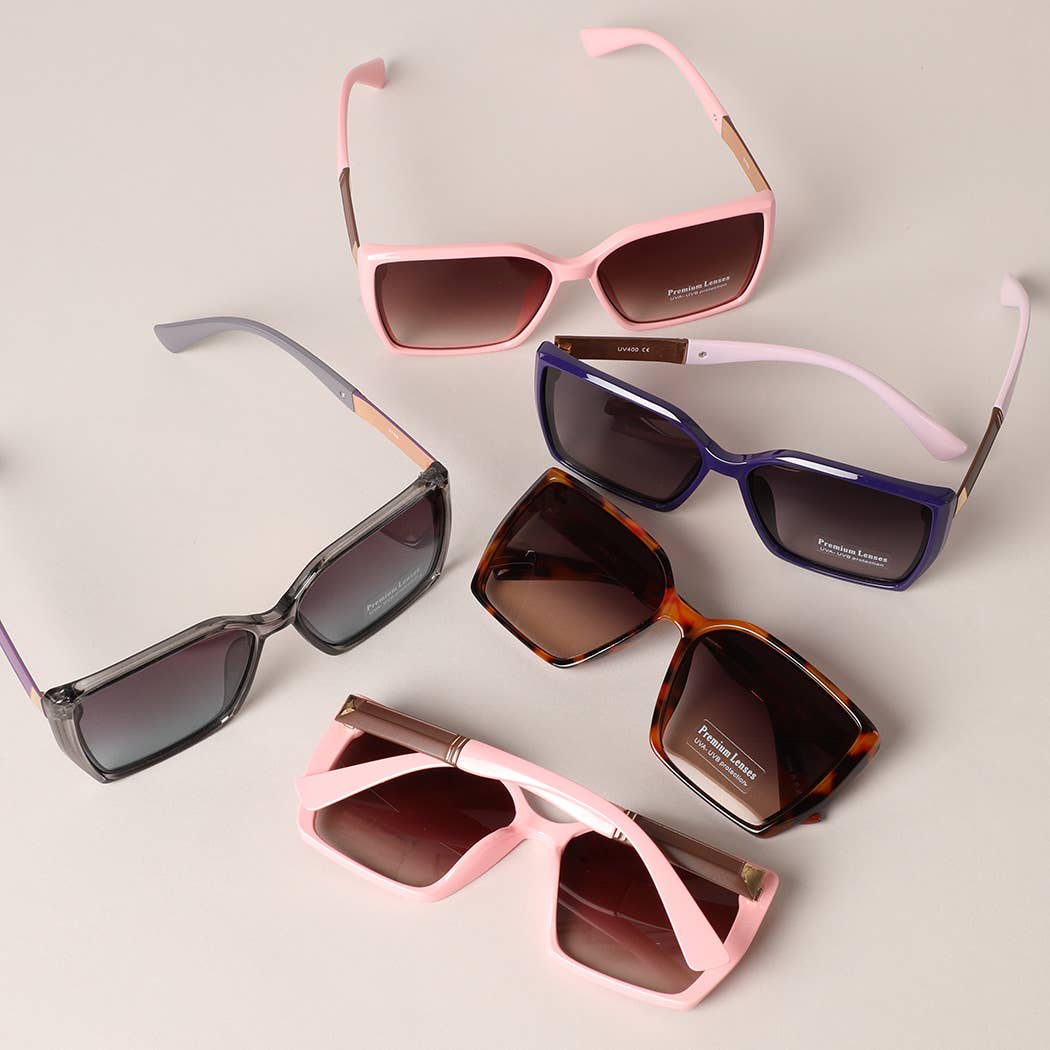  ASSORTED COLOR Square Shape Two-Toned Thin Frame Sunglasses for wholesale on Faire1