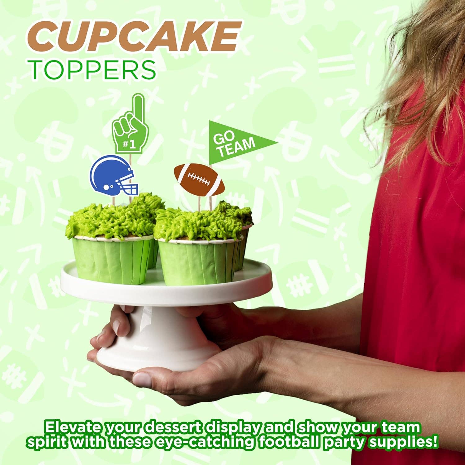 4E's Novelty - Wholesale Cake/Cupcake Topper - 96 Pack Football Cupcake Toppers in 12 Styles4