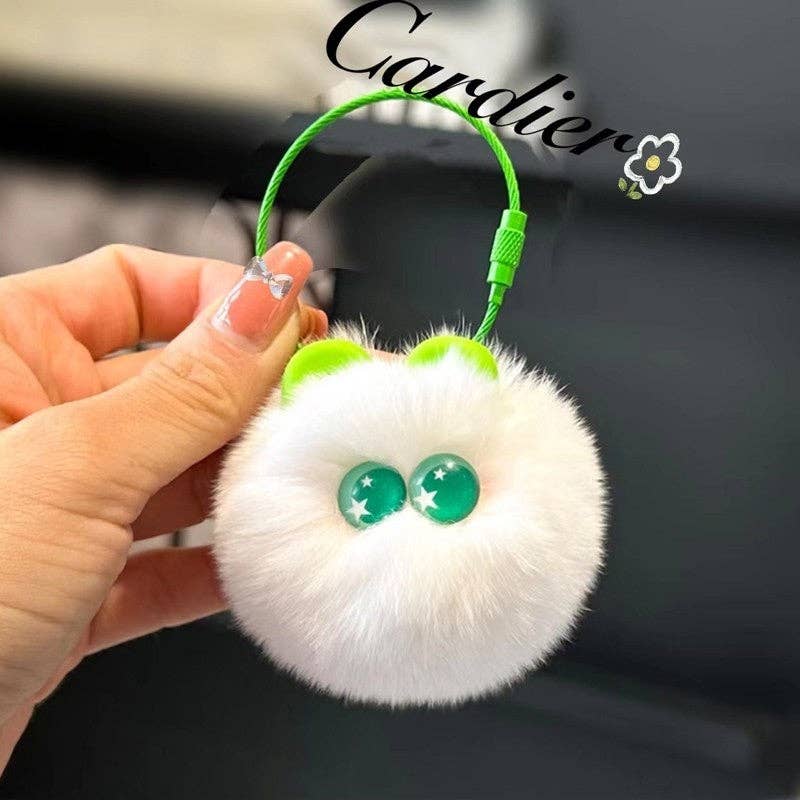 FurDecoration - Wholesale Keychain - Women's - Fluffy Rex Rabbit Fur Cute Cat Head Keychain & Bag Charm6