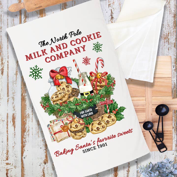 Christmas Milk and Cookie Company Terry Cloth Towel for wholesale by Avery Lane Gifts